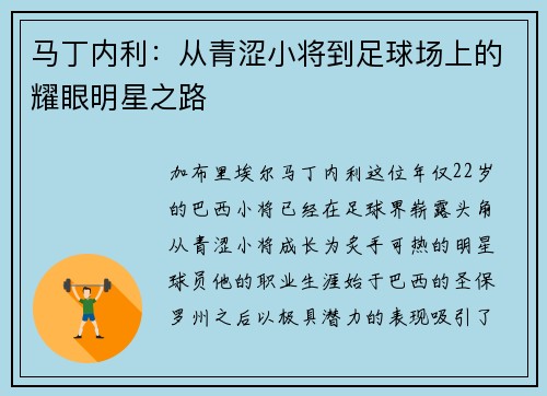 马丁内利：从青涩小将到足球场上的耀眼明星之路